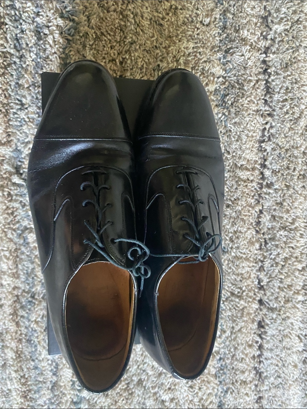 Johnston & Murphy Black Leather Cap-Toe Oxfords